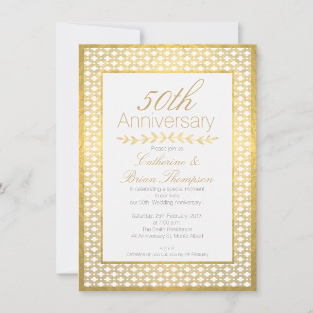Invitation de 50e anniversaire de mariage en feuil (Devant)