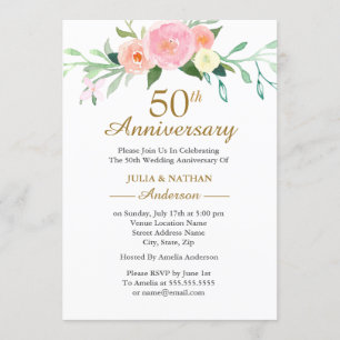 Invitation de 50e anniversaire de mariage Pink Wil