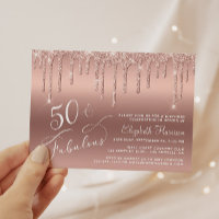 Invitation de 50e anniversaire pailletée rose or m