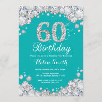 Invitation de 60e anniversaire Diamant Turquoise e