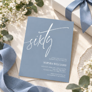 Invitation de 60e anniversaire minimale bleu pouss