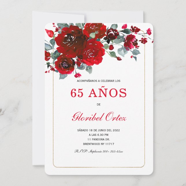 Invitation de 65 Ans Femme (Devant)