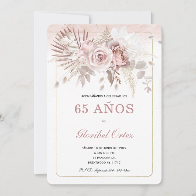 Invitation de 65 Ans Femme (Devant)