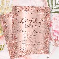 Invitation de 70e anniversaire à paillettes en or 