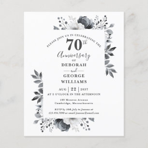 Invitation de 70e anniversaire de mariage floral à