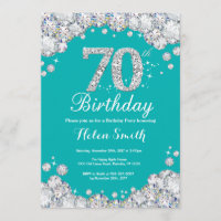 Invitation de 70e anniversaire Diamant Turquoise e