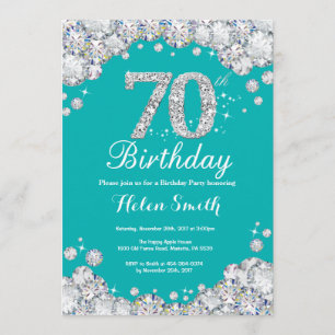Invitation de 70e anniversaire Diamant Turquoise e