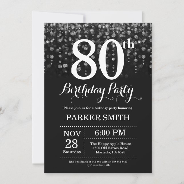 Invitation de 80e anniversaire Parties scintillant (Devant)