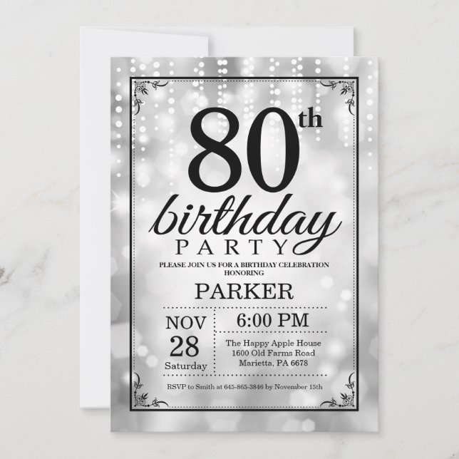 Invitation de 80e anniversaire Parties scintillant (Devant)