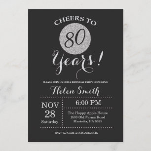 Invitation de 80e anniversaire Parties scintillant