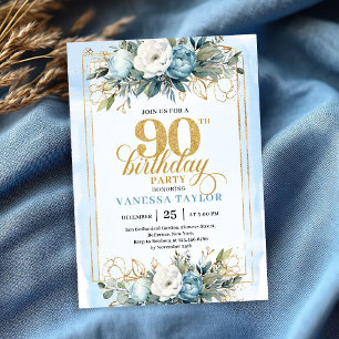 Invitation de 90e anniversaire avec détails dorés
