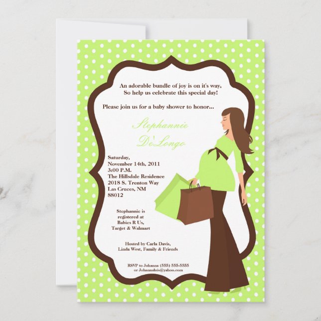 invitation de achat de baby shower de maman (Devant)