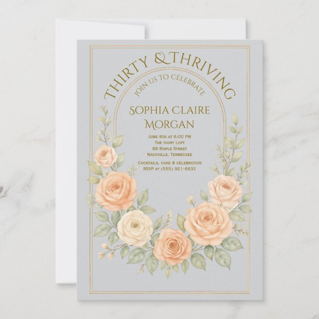 Invitation de anniversaire florale élégante avec a (Devant)