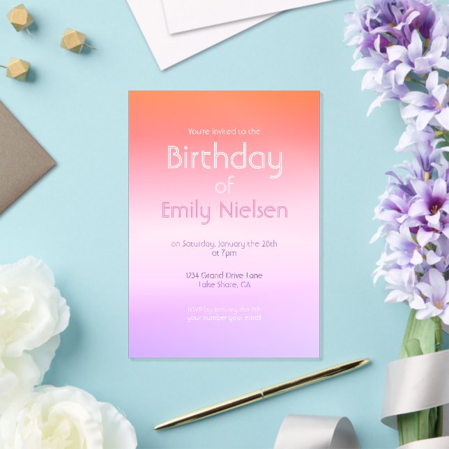 Invitation de anniversaire moderne ombrée de couch (Insitu (Mariage))
