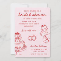 Invitation de babille de mariage sur le thème roug