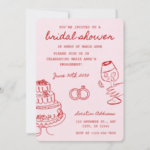Invitation de babille de mariage sur le thème roug