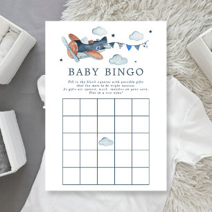 Invitation de baby bingo à l'aquarelle d'avion vin