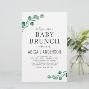 Invitation de baby brunch au eucalyptus à petit bu