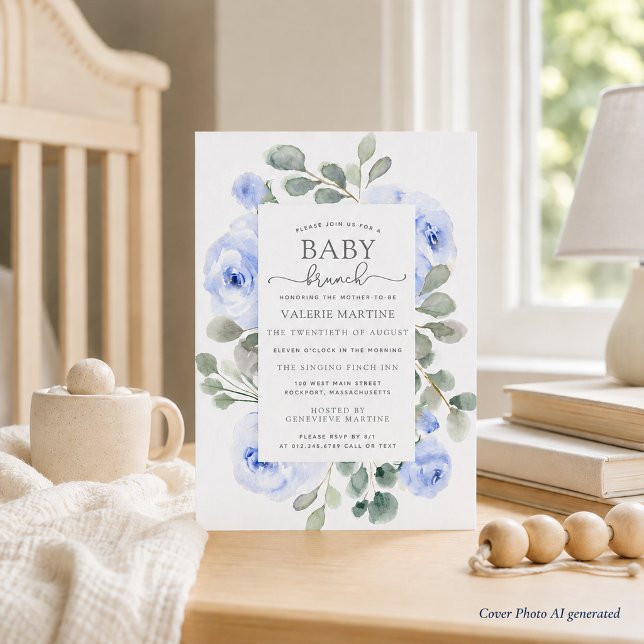 Invitation de Baby Brunch Fleurie Bleue à l'Eucaly (Créateur téléchargé)