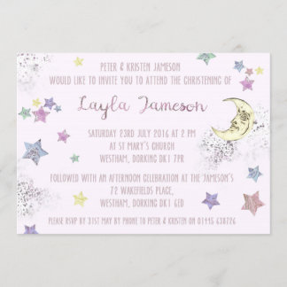 Invitation de Baby Pink Moon et Stars Party