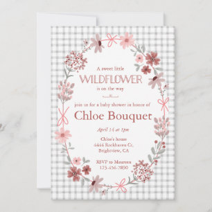 Invitation de Baby Shower '020 Fog Grey Wildflower