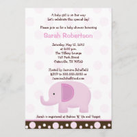Invitation de Baby shower 5 x 7  de Mod Elephant d