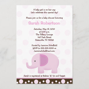 Invitation de Baby shower 5 x 7  de Mod Elephant d