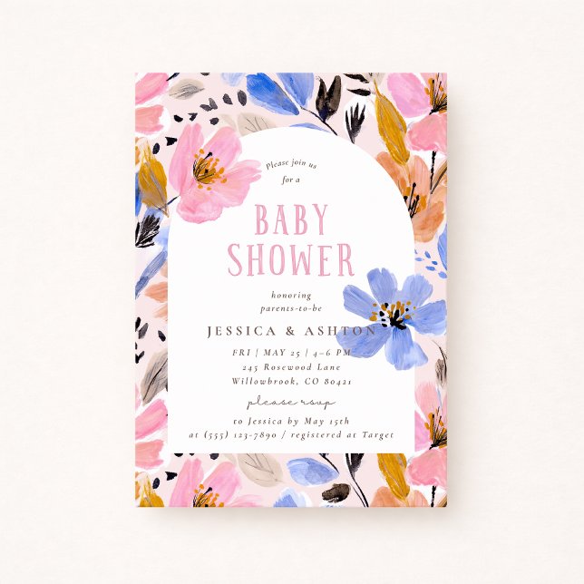 Invitation de baby shower à arche florale  (Créateur téléchargé)