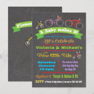 Invitation de Baby shower à bicyclette en tableau