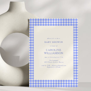 Invitation de baby shower à carreaux bleus pervenc