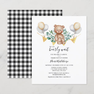 Invitation de baby shower à carreaux gingham et eu