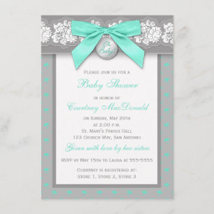Invitation de Baby shower à dentelle florale grise