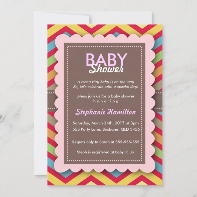 invitation de baby shower à fleurs colorées (Devant)