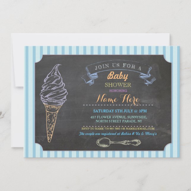 Invitation de Baby shower à la crème glacée (Devant)