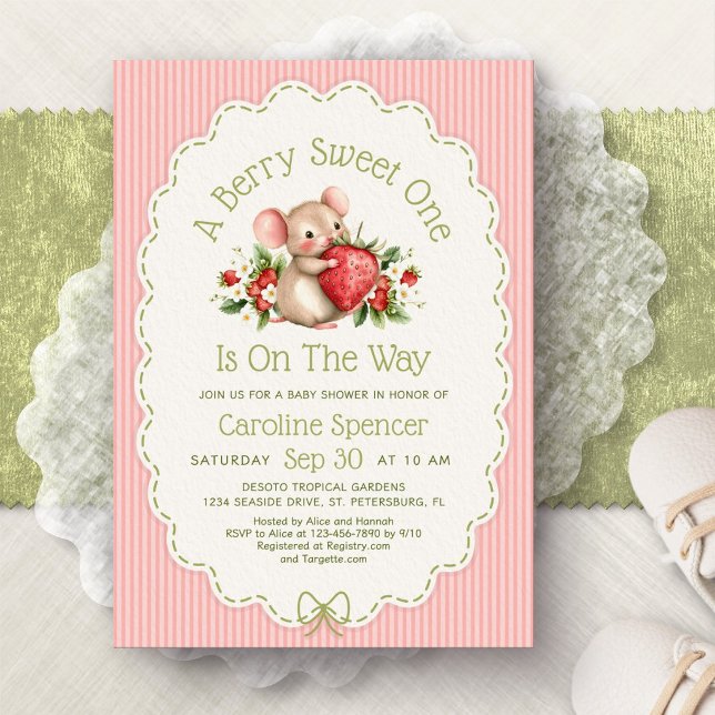 Invitation de Baby Shower à la Fraise Sucrée (Créateur téléchargé)