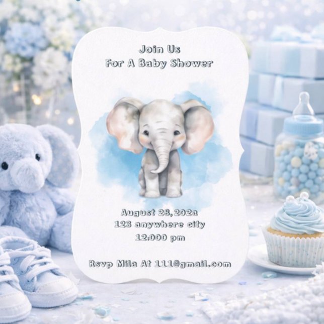 Invitation de baby shower à l'aquarelle bleue pour (Créateur téléchargé)