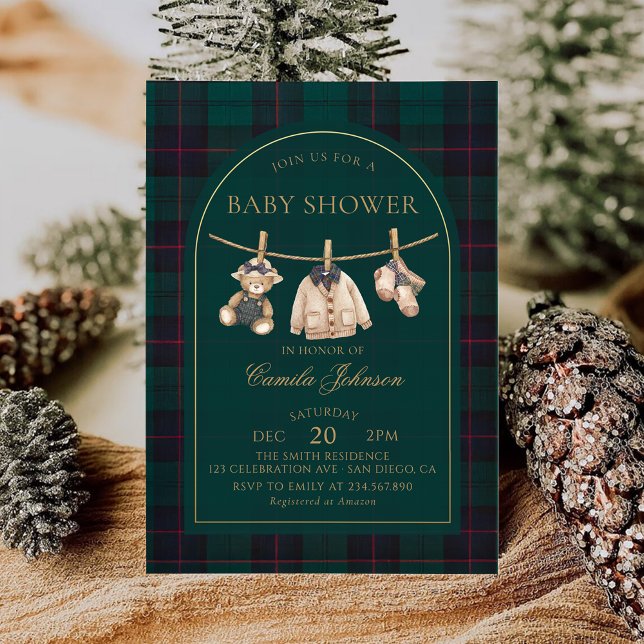 Invitation de baby shower à l'ours en peluche à ca (Créateur téléchargé)