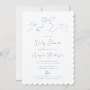 Invitation de Baby shower à main bleue Dusty