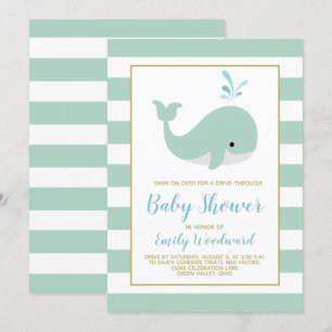 Invitation de Baby shower à Mint Green Whale