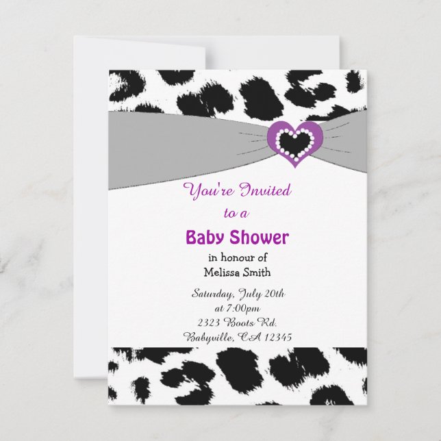 Invitation de baby shower à motif léopard (Devant)