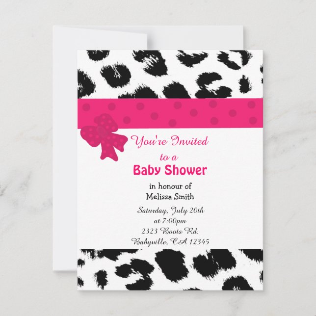 Invitation de baby shower à motif léopard (Devant)