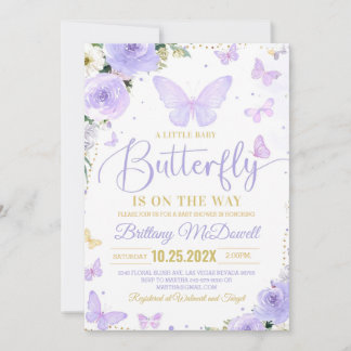 Invitation de Baby shower à papillon violet modifi