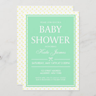 Invitation de Baby shower à point et à menthe Polk