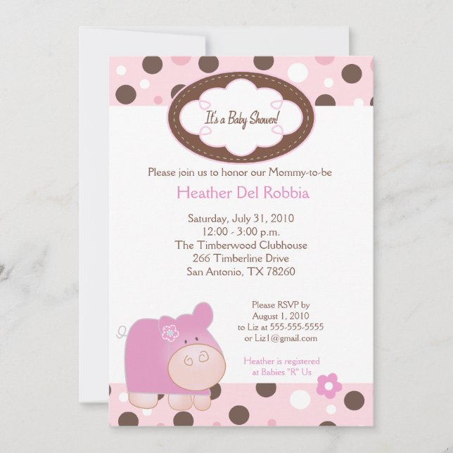 Invitation de Baby shower à point tendance rose Hi (Devant)