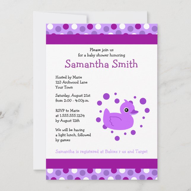 Invitation de Baby shower à points bleus mous (Devant)