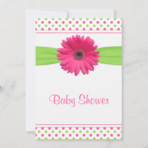 Invitation de Baby shower à points Polka vert rose