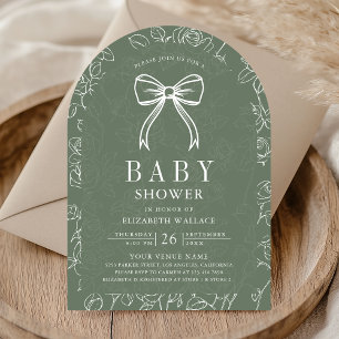 Invitation de baby shower à ruban coquette en lign