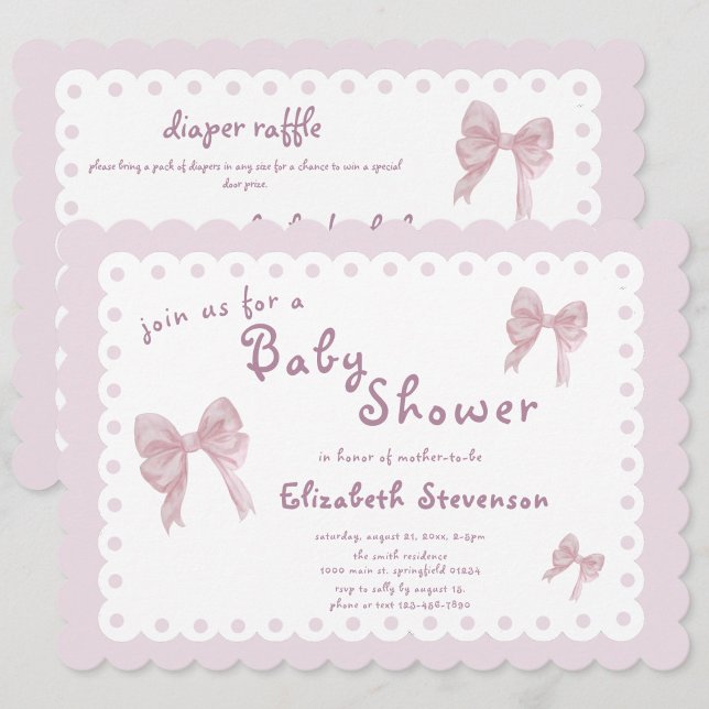 Invitation de Baby Shower à Ruban Rose Double Face (Créateur téléchargé)