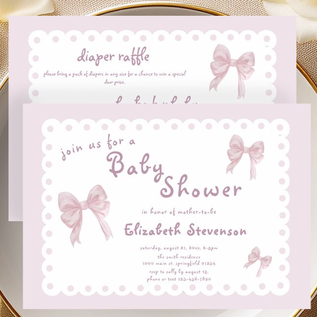 Invitation de Baby Shower à Ruban Rose Double Face (Créateur téléchargé)