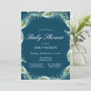 Invitation de Baby shower à thème Peacock modifiab